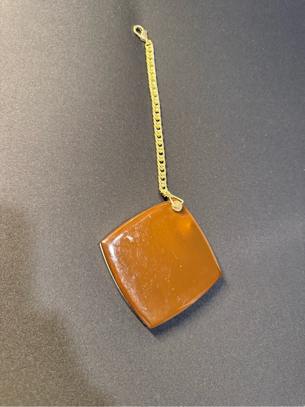 Henri Bendel New York Yellow Folding Compact Mirror Gold Chain Travel Mirror - Picture 5 of 6